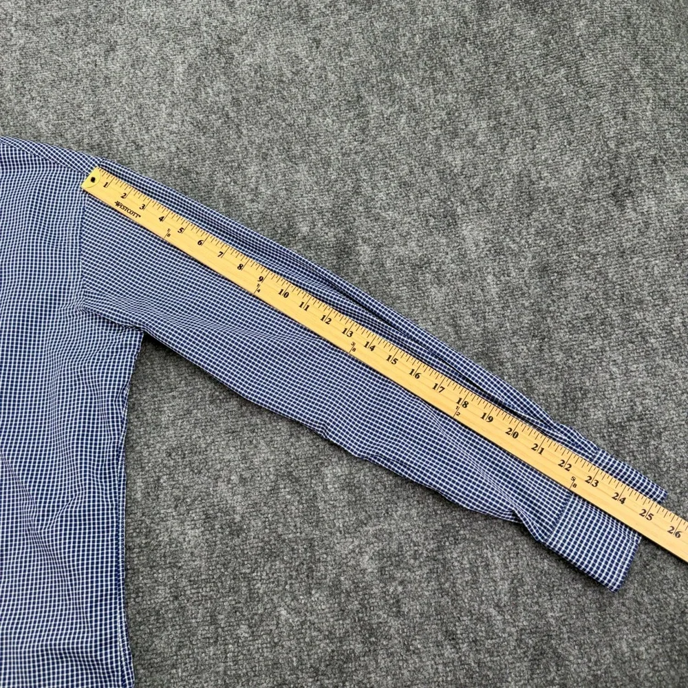 Polo Ralph Lauren Shirt Mens Medium Blue Check Performance Stretch Nylon‎ Pony